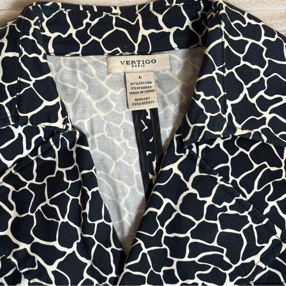 Vertigo Paris Trench Coat Women’s Giraffe Print Double Breasted Stretch Size L - Picture 9 of 9
